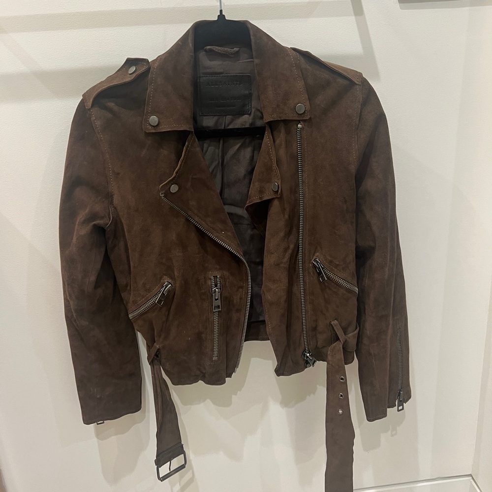 Allsaints Suede Moto Jacket Size 4